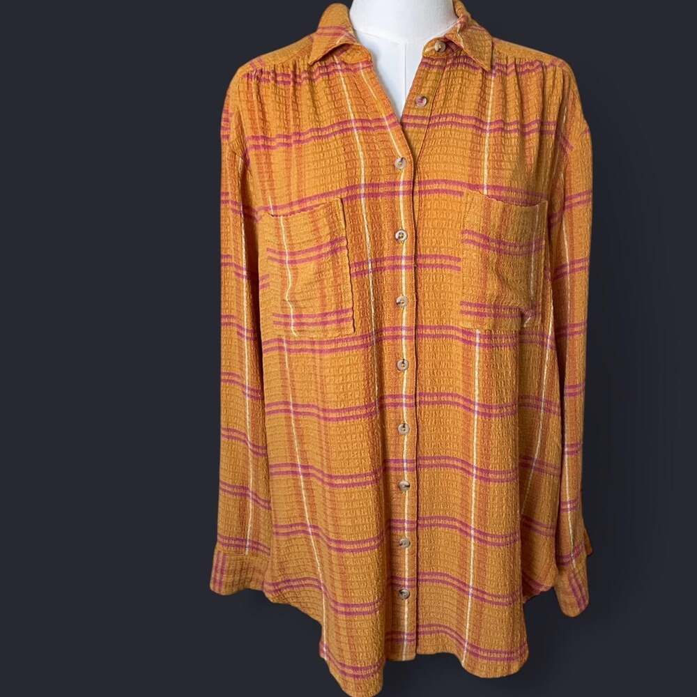 Pilcro Women's Orange and Yellow Shirt